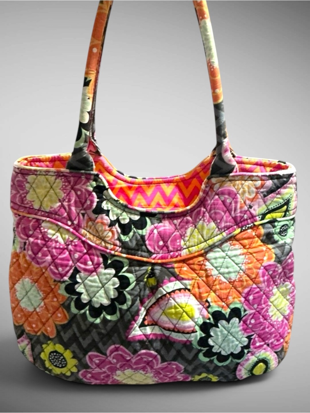 Vera Bradley Glenna Shoulder Bag Ziggy Zinnia Quilted Tote Purse